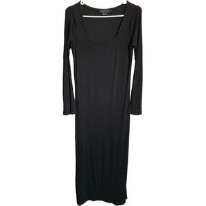 Hatch Women's Size 3 (10/12) Black Phoebe Scoop Neck Maxi Ribbed Dress